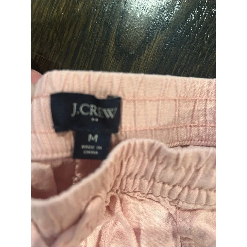 J. Crew Light Pink Elastic-Waist Drawstring Linen Viscose Shorts Medium